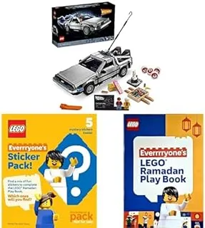 مجموعة سيارات لعبة مكعبات بناء 10300 من LEGO ICONS Back to the Future Time Machine (1 مع كتاب LEGO وملصقات LEGO Surprise!