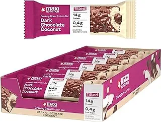 Maxi Nutrition Dark Chocolate & Coconut Creamy Core Protein Bar | 14G Of Protein | Low Sugar | Fat Free | High Protein Snack | No Artificial Flavor, No Artificial Colours | Box Of 12 Pcs | 45Gms