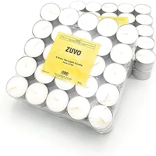 8 Hour Tea Lights Candles (100 Pack) - White Long Lasting Tea Lights - Unscented - 3.8 x 2.3 cm, 8hr