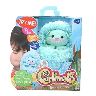 Curlimals Lottie the Otter Interactive Soft Plush Animal Cuddly Toy with Over 50 Sounds and Reactions, Blue