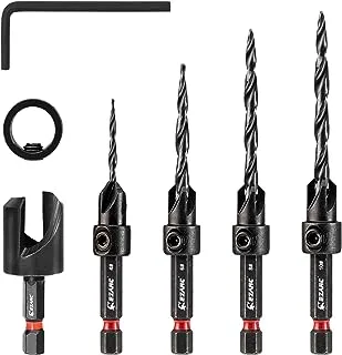 EZARC Wood Countersink Drill Bit Set, 4, 6, 8, 10 Tapered Countersink Bit with 1/4