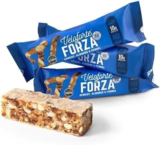 Veloforte Forza Protein Bar - Apricots, Almonds and Fennel -24 count x 70g - 12gr plant protein, 38gr Carbs, Ultimate Recovery Bar, 100% Natural, Vegetarian, Gluten Free …