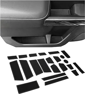 JKCOVER Center Console Liner Compatible with (2019-2022) Chevy Silverado/GMC Sierra 1500 and 2020-2022 Silverado/Sierra 2500/3500 HD Door Cup Holder Accessories (Crew Cab with Bucket Seat) Black Trim