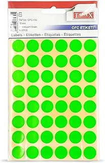 Tanex Round Self-Adhesive 48 Labels x 5 Sheets, 16 mm Diameter, Green