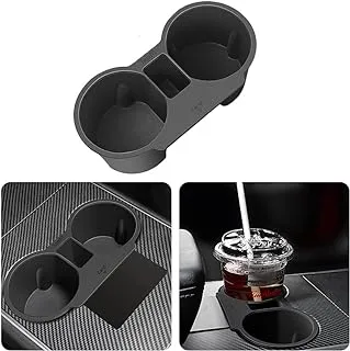 Topfit for Tesla Model 3 Model Y Water Cup Holder Insert Center Console Slot Slip Limit Clip Rubber Kit no More Spilled Drinks(Black)