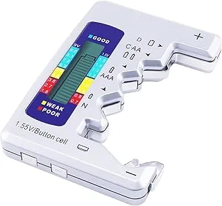 AMERTEER Universal Battery Tester, Multi-level Digital battery card slot LCD Display, Multi-Purpose Cell Checker Tester for C AA AAA D N 9V 6F22 1.5V Button Cell Small Mini Batteries