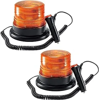 Dinfu LED Strobe Light، 12V/80 أضواء تحذير كهرمانية، ضوء منارة وامض في حالات الطوارئ مع مغناطيسي للشاحنات والمركبات (سلكية)