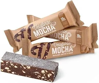 Veloforte Mocha Protein Bar - Hazelnut, Coffee and Cocoa - 24 count x 70g - 10gr plant protein, 37gr Carbs, Optimal Workout Refuelling Bar, 100% Natural, Vegan, Gluten Free …