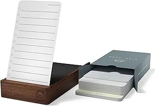 Mind Design Productivity Planner: To-Do List Cards with Cardcase Holder - Enjoy Calm Focus - Daily Checklist Cards + Elegant Walnut Box - Simple and Effective Analog System