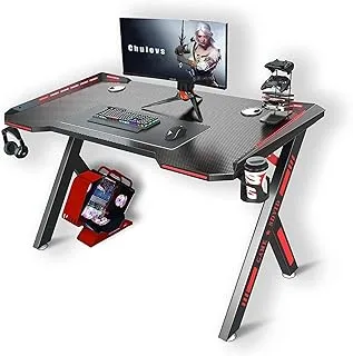 Karnak Gaming Desk with RGB LED Colors Light, Headset Hook, Cup Holder, Size 140 Centimeters