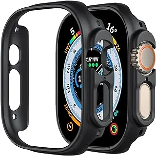 عبوتان من الحافظة المبتسمة المتوافقة مع ساعة Apple Watch Ultra 2 49mm/Ultra 49mm، حافظة صلبة من البولي كربونات ممتصة للصدمات بإطار واقٍ مضاد للصدمات بحافة شاملة [بدون واقي شاشة] - أسود