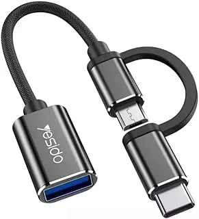 Yesido 2in1 OTG usb3.0 فائق السرعة لنقل البيانات (GS02) - أسود