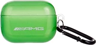 CG MOBILE AMG Transparent Case Compatible With Airpods Pro, Secure Fit With Keychain Metal Carabiner (Green)