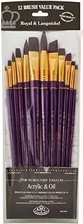 Royal and Langnickel RSET-9315 Long Handle Taklon Variety Brush Set - Firm Burgundy (Pack of 12)