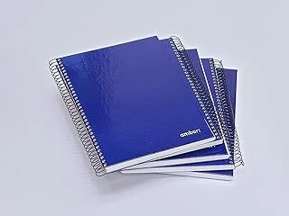 Ambar Ideas Hard Cover 120 Sheets Spiral Note Book 5-Pieces, A5 Size, Blue