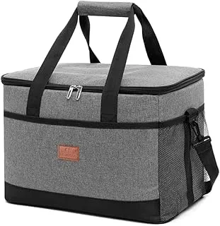 COOLBABY Collapsible Cooler Bag Insulated, Portable Lunch Bag Large Capacity, Insulated Picnic Lunch Bag Large Soft Cooler Bag for Outdoor/Camping/BBQ/Travel, Grey