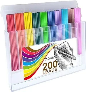 Tikpen 200pcs Colored Lead Pencils 2.0 mm Mechanical Pencil Lead 10 Unique colored pencils lead Art Supplies for Drawing Sketching Adult Coloring