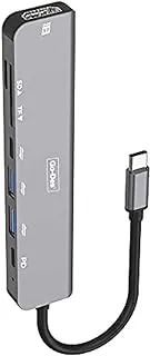 Go-Des USB C Hub 7 في 1 4K@30 هرتز من النوع C إلى HDMI Dongle USB Hub من النوع C مع جيجابت إيثرنت، منافذ USB 3.0، شحن PD 100 وات، قارئ بطاقة SD/TF، ​​محول USB-C Hub لجهاز MacBook Pro/ الهواء 2022 حصان XPS، الخ