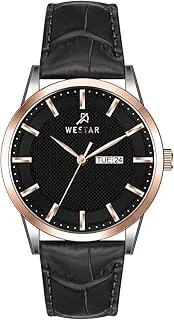 Westar Gents Quartz Black Dial 42mm Black Strap Watch - EX7600SPN603