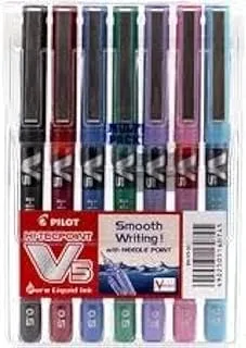 Pilot Hi-Techpoint V5 Rollerball Pen 7-Piece Set, Multicolour