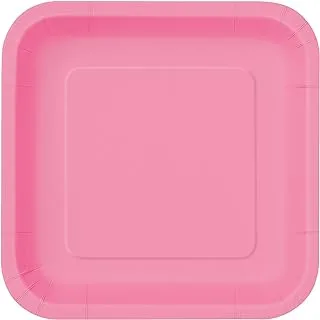 Unique 31437EU Eco-Friendly Square Paper Plates-23 cm-Hot Pink Colour-14 Count (Pack of 1)