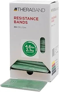 THERABAND Professional Heavy Resistance Bands 30-Individually Packed Dispenser Box, Green