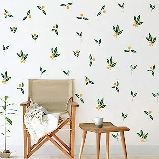 Nordic Tangerines Green Leaves Wall Decal, Fruit Plant Fresh Leaves Sticker for Bedroom Office Decoration (32pcs Tangerines Leaf)