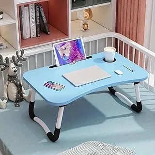 Laptop Bed Table Lap Standing Desk for Sofa Breakfast, Laptop Desk Folding Coffee Tray Notebook Stand Reading Holder for Couch Floor Kids(60 x 40 cm) (Blue)