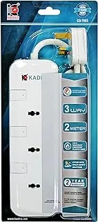 Kadris CG7003 Heavy Duty Power Strips Extension Cord with 3 Way Outlets and Switches, 2 Meter Length, White