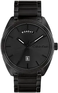 Calvin Klein MEN'S GREY DIAL IONIC PLATED BLACK STEEL BRACELET WATCH - 25200448