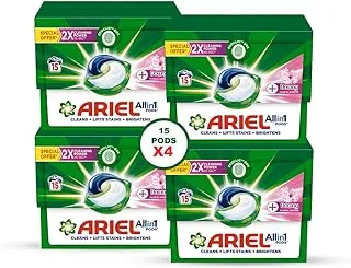 Ariel Floral Breeze All-in-1 Pods, 15 count, Laundry Detergent Pods, Pack of 4 x 15 Pods, 60 count