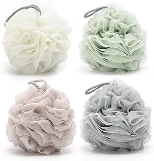 ECVV Large Bath Shower Sponge Pouf Loofahs 4 Packs 60g/pcs Each Eco-friendly Exfoliating Mesh Brush Pouf Bath Shower Ball Sponge-Exfoliate, Cleanse, Soothe Skin