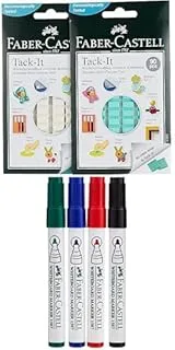 Faber-castell reusable tack it green/white pack of 2 + Whiteboard Marker Bullet Set Of 4Pc & Duster