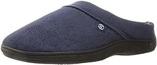 isotoner Men's Open Back Slipper with Memory Foam and Indoor/Outdoor Sole, Microsuede Black