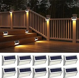 Outdoor Lights, 10 Pack Solar Deck Lights with 30LED Waterproof Fence Solar Lights Stainless Steel Backyard Lights for Patio Garden Stair