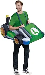 Disguise Adult Inflatable Luigi Cart Costume, Green, Adult Size