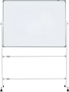 SKY-TOUCH Mobile Whiteboard 90x120cm with Stand, Double Sided Magnetic Whiteboard on Wheels, Mobile Standing White Board for Office, Classroom & Home