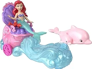 Disney Princess Mermaid Ariel Small Doll & Rolling Chariot with 1 Friend Figure, Inspired by Disney Movie