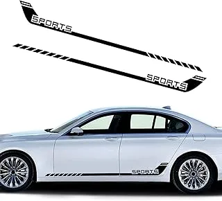 nuoozy Universal Car Side Skirt Decal Stickers Body Side Sports Racing Stripe Graphic Stickers NJ016 Black (2Pcs)