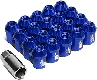 J2 Engineering 7075 Aluminum Blue M12 x 1.5 20Pcs L: 35mm Close End Lug Nut w/Socket Adapter