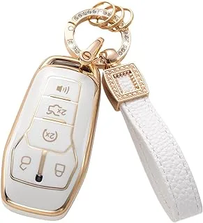 CACARLIKE for Car Key Fob Cover with Pearl Keychain Lanyard