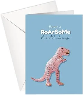 Greeting Card - Birthday | HAPPY BIRTHDAY | HAVE A ROARSOME BIRTHDAY | SharetheLove (Standard A5, Blue)