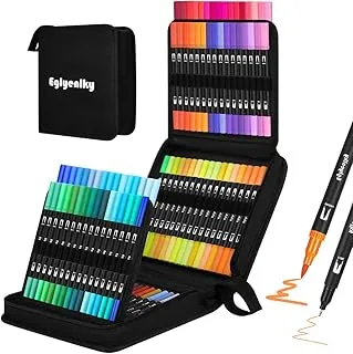 Eglyenlky Dual Brush Pens, Markers for Adult Coloring - 100 Colors Dual Tip Brush Pens with Fine Tip and Brush Tip for Adult Kids Drawing Lettering Calligraphy Sketching Christmas Gift (Black Set)