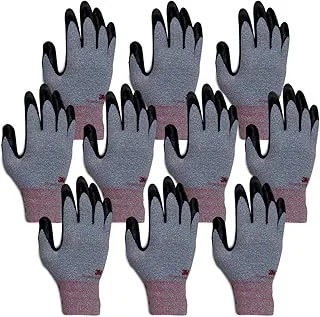 3M Super Grip 200 All Day Comfort Nitrile Foam Coated Work Gloves-10 Pairs (Large, Gray)