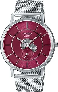 Casio Men's Watch - MTP-B130M-4AVDF Red Dial, Silver Band