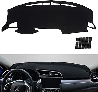 KEYOOG Flannel Dashboard Cover Nonslip Car Dash Board Mat Fit for 2016-2021 Honda Civic Sunshade No-Glare Non-Slip Pad Carpet Sunshield Protector (Without for HUD)