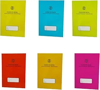 Sadaf Four Line One Side Plain Exercise Book with 100 Sheets 6-Pack, Multicolor