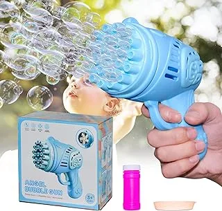 Bazooka Bubble Gun for Kids, 23 Hole Bubble Machine Handheld Blower Toy with Bubbles Solution for Toddlers Ages 3 4 5 6 7 8,Bubble Blaster Party Favors Birthday (Blue)