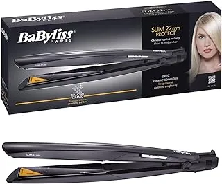 BaByliss Protect Slim Hair Straightener - International Version, Diamond Ceramic Floating Plates, Instant Heat-Up, Automatic Shut-Off, Salon-Quality Results for Smooth & Sleek Hair, Black - ST325SDE