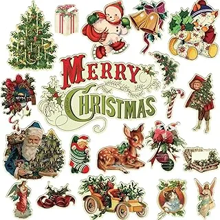 BPA® 63Pcs Christmas Vintage Bulletin Board Decor Set Victorian Cutouts Classroom Decorations Retro Xmas Theme Paper Cutting with Glue, for Kids School Church Preschool Classroom Christmas Party